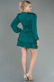 Short Emerald Green Satin Invitation Dress ABK1561