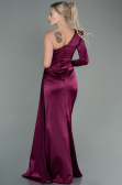 Long Plum Satin Evening Dress ABU2676