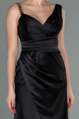 Long Black Satin Evening Dress ABU2771