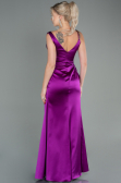 Long Violet Satin Evening Dress ABU2771