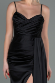Long Black Satin Mermaid Evening Dress ABU1894