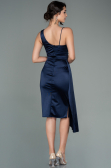 Short Navy Blue Satin Invitation Dress ABK1579