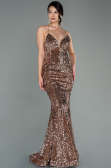 Long Cappuccino Velvet Mermaid Evening Dress ABU2787