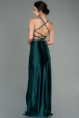 Long Emerald Green Satin Prom Gown ABU2800