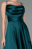Midi Emerald Green Satin Invitation Dress ABK1586