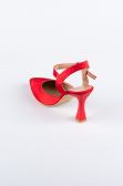 Red Satin Evening Shoe AB1086
