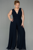 Dark Navy Blue Chiffon Plus Size Evening Dress ABT082