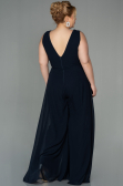 Dark Navy Blue Chiffon Plus Size Evening Dress ABT082