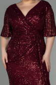 Long Burgundy Scaly Plus Size Evening Dress ABU2796