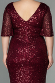 Long Burgundy Scaly Plus Size Evening Dress ABU2796