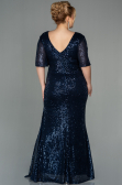Long Navy Blue Scaly Plus Size Evening Dress ABU2796