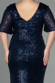 Long Navy Blue Scaly Plus Size Evening Dress ABU2796