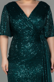 Long Emerald Green Scaly Plus Size Evening Dress ABU2796