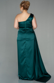 Long Emerald Green Satin Plus Size Evening Dress ABU2531