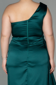 Long Emerald Green Satin Plus Size Evening Dress ABU2531