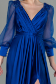 Long Sax Blue Satin Evening Dress ABU2830