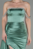 Mint Long Satin Evening Dress ABU2618