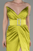 Long Pistachio Green Satin Evening Dress ABU2844