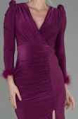 Cherry Colored Long Evening Dress ABU2804
