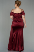 Long Burgundy Satin Plus Size Evening Dress ABU2855