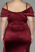 Long Burgundy Satin Plus Size Evening Dress ABU2855