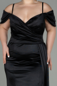 Long Black Satin Plus Size Evening Dress ABU2855