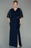 Long Navy Blue Plus Size Evening Dress ABU2857