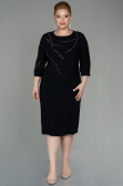 Midi Black Plus Size Evening Dress ABK1621