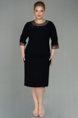 Midi Black Plus Size Evening Dress ABK1622