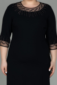 Midi Black Plus Size Evening Dress ABK1622