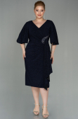 Midi Navy Blue Oversized Evening Dress ABK1625