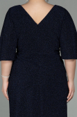 Midi Navy Blue Oversized Evening Dress ABK1625