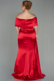 Long Red Satin Plus Size Evening Dress ABU2873
