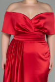 Long Red Satin Plus Size Evening Dress ABU2873