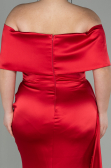Long Red Satin Plus Size Evening Dress ABU2873