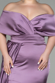 Long Lavender Satin Plus Size Evening Dress ABU2873