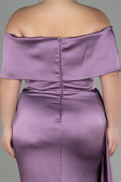 Long Lavender Satin Plus Size Evening Dress ABU2873