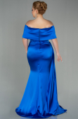 Long Sax Blue Satin Plus Size Evening Dress ABU2873
