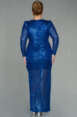 Long Sax Blue Scaly Plus Size Evening Dress ABU2878
