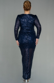 Long Navy Blue Scaly Plus Size Evening Dress ABU2878