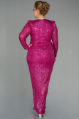Long Fuchsia Scaly Plus Size Evening Dress ABU2878