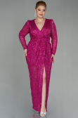 Long Fuchsia Scaly Plus Size Evening Dress ABU2878
