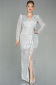 Long Beige Scaly Plus Size Evening Dress ABU2878