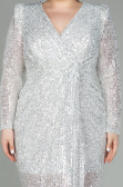 Long Beige Scaly Plus Size Evening Dress ABU2878