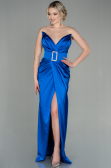 Long Sax Blue Satin Evening Dress ABU2844