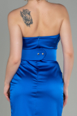 Long Sax Blue Satin Evening Dress ABU2844