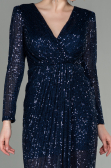 Long Navy Blue Scaly Evening Dress ABU2859