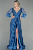 Indigo Long Satin Evening Dress ABU2830