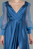 Indigo Long Satin Evening Dress ABU2830