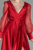 Red Long Satin Evening Dress ABU2830